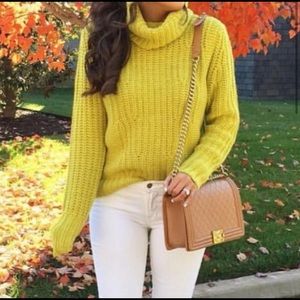 Chartreuse Green Chunky Turtleneck Sweater